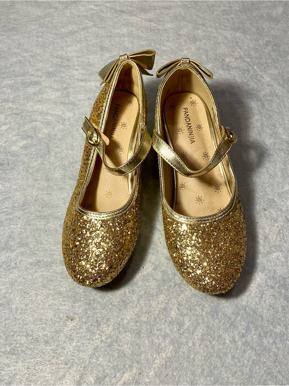 Pandaninja Gold Glitter Mary Jane Girls' Shoes size 2